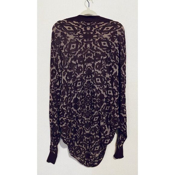 Abercrombie and Fitch Cocoon Cardigan Sweater Womens Large Maroon Damask Slouchy - Picture 3 of 6